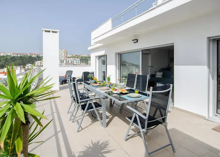 Sky Terrace - Sea Views & Bbq By Silver Prop 아파트 나자레